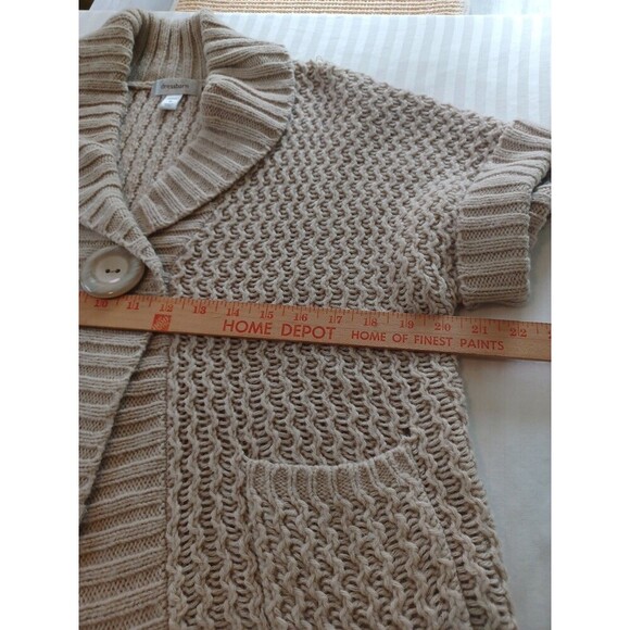 Dressbarn chunky knit woolblend cardigan sweater MPetite big button boho retro - Picture 10 of 12